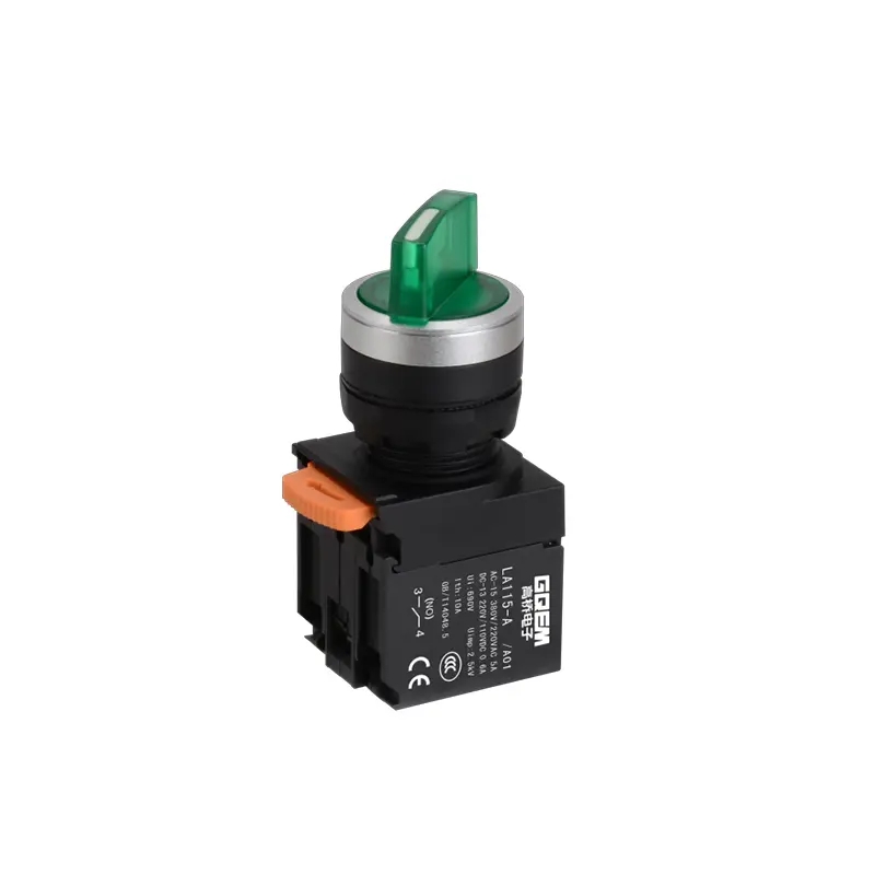 LA115-A5-11XDA01 High Quality 1NO&1NC 2-Position Selector Switch Push Button With Round Green Head And Green Light And Waterproof