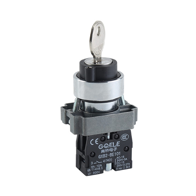 GXB2-BG45 Industrial 22mm Black Rotary Switch 2 Position With Key-operated Momentary Push Button Switch