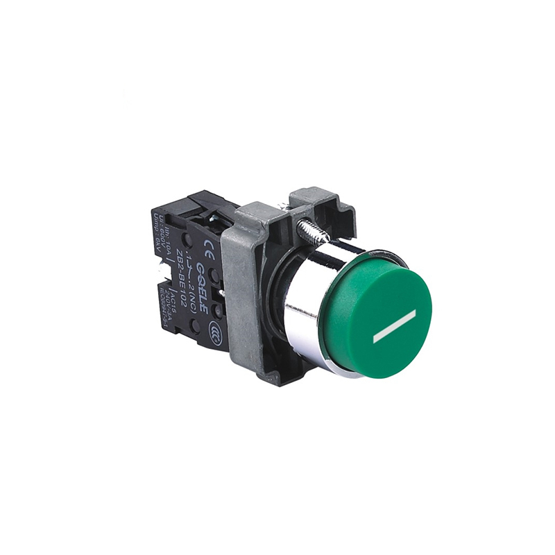 GXB2-BL3311 Self-resetting 22mm Metal Extended Push Button Green Head Marked Symbol Without Illumination