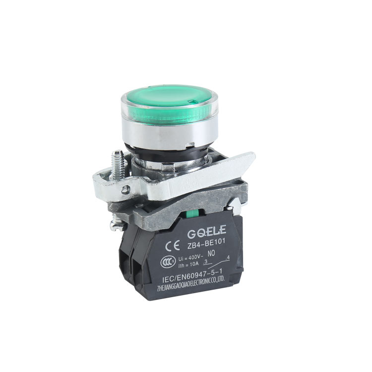 GXB4-BW3365 1NO+1NC Momentary Metal Flush Push Button With Green Light