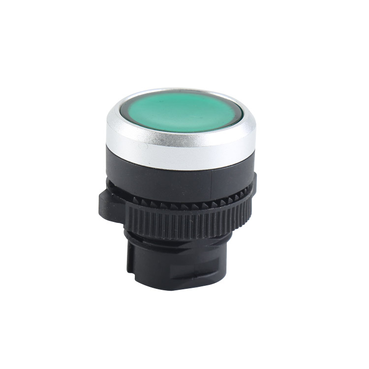 LA115-5-D Green Plastic Round Momentary Illuminated Flush Push Button Head