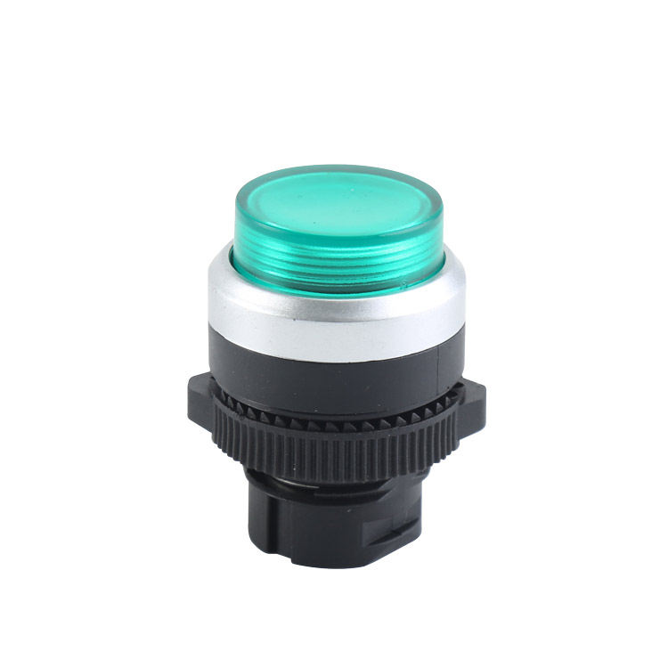 LA115-5-HD Momentary Illuminated Green Round Extended Flush Push Button Head