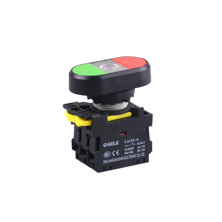 LA115-A1-11RD 1NO&1NC Double Control Head Push Button Switch With Light