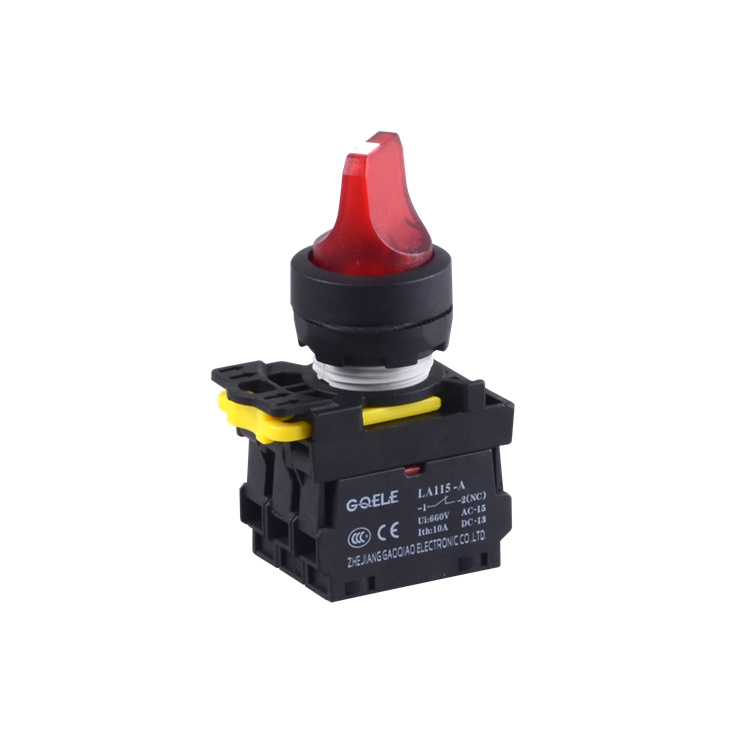 LA115-A1-11XD 1NO+1NC Maintained 2-Position Selector Push Button With Short Handle And Red Light