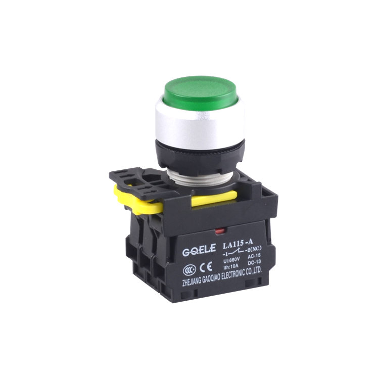 LA115-A2-11HD 1NO&1NC Momentary Illuminated Extended Flush Push Button With Green Light