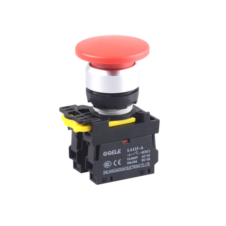 LA115-A2-11M 1NO&1NC Momentary Aluminum Mushroom Push Button