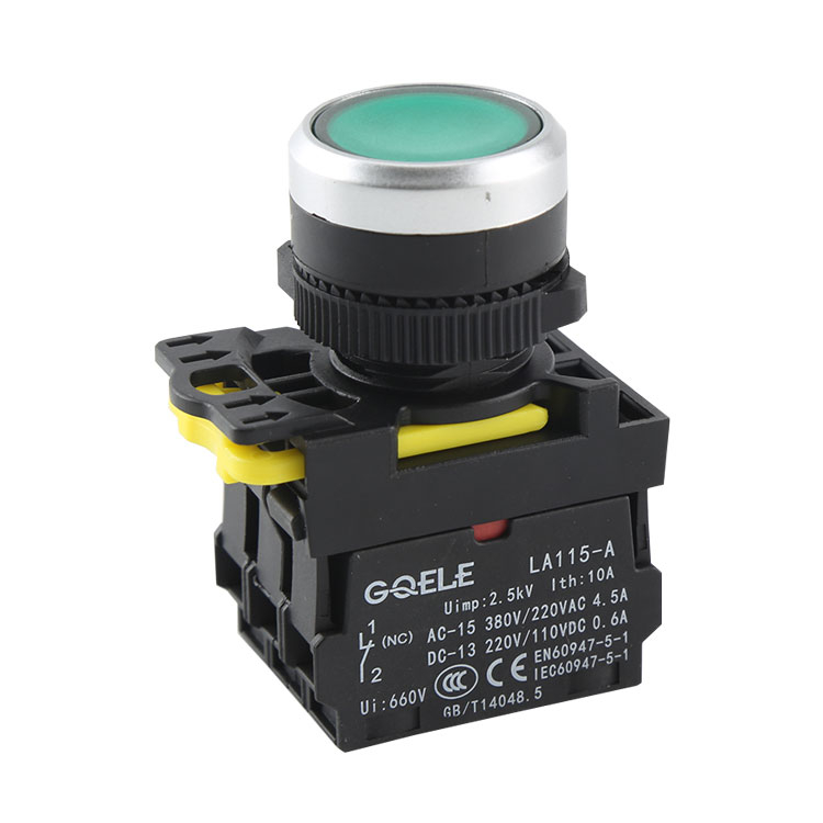 LA115-A5-11D 1NO1NC Illuminated & Waterproof Push Button Switch Green Light For Station
