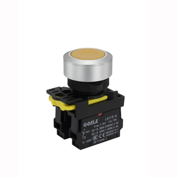 LA115-A5-11E 30mm Momentary Yellow Head Flush Push Button