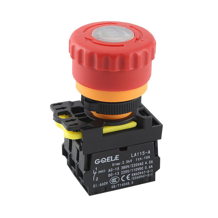 LA115-A5-11ZFD 1NO&1NC Twist Release Emergency Stop Push Button With LED Illumination