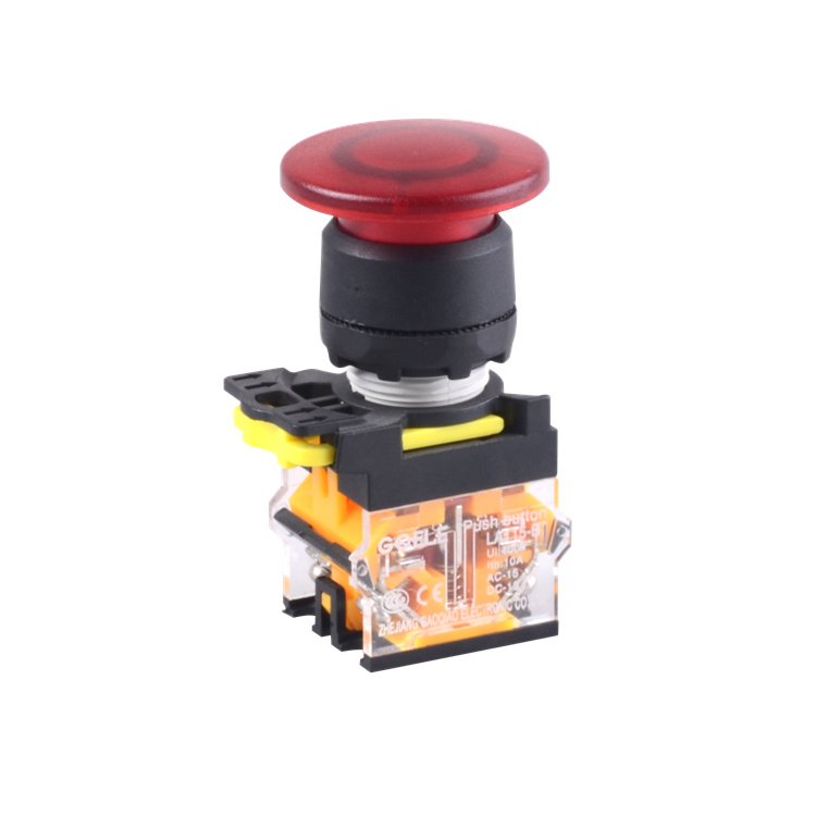 LA115-B1-11MD 1NO&1NC Momentary Illuminated Mushroom Push Button With Red Light