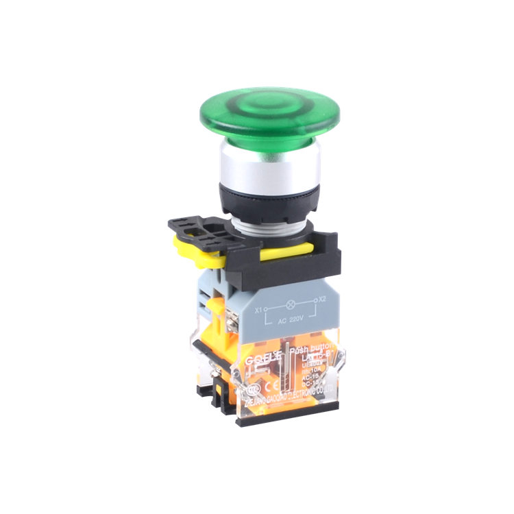 LA115-B2-11MD 1NO&1NC Momentary Illuminated Mushroom Push Button With Green Light