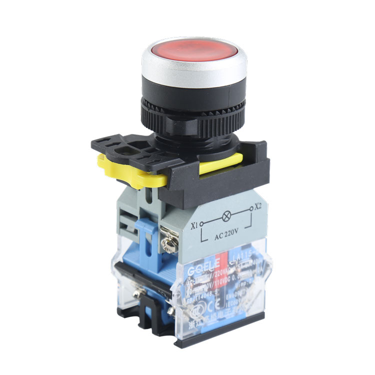 LA115-B5-11D Waterproof 22mm1NO&1NC Momentary illuminated Plastic Flush Push Button With LED Red Light