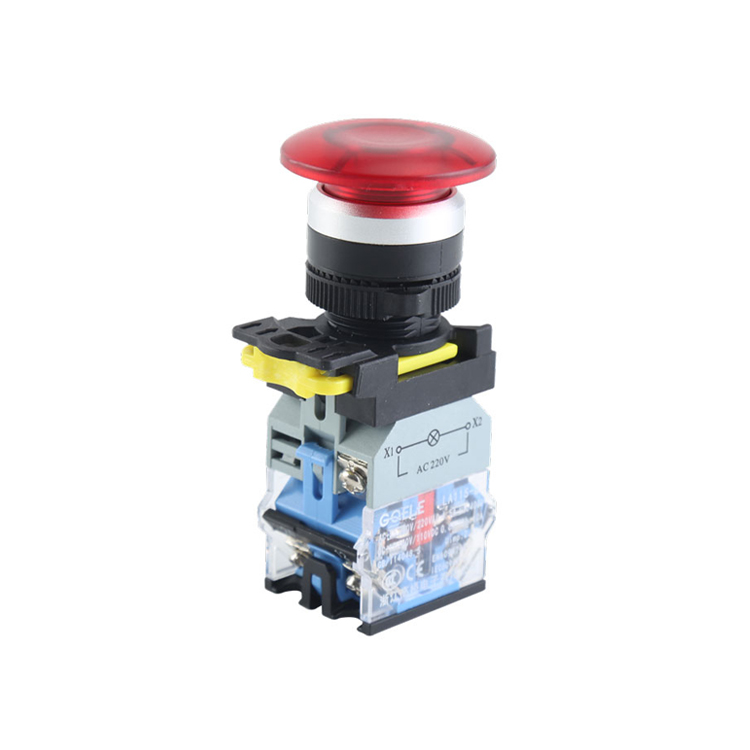 LA115-B5-11MD 1NO&1NC Momentary Illuminated Mushroom Push Button Switch With Red Light