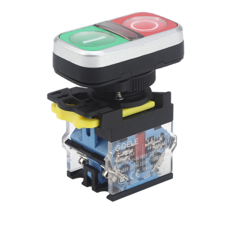 LA115-B5-11R1 1NO&1NC Green & Red Double Head Push Button With Symbols And Without Illumination