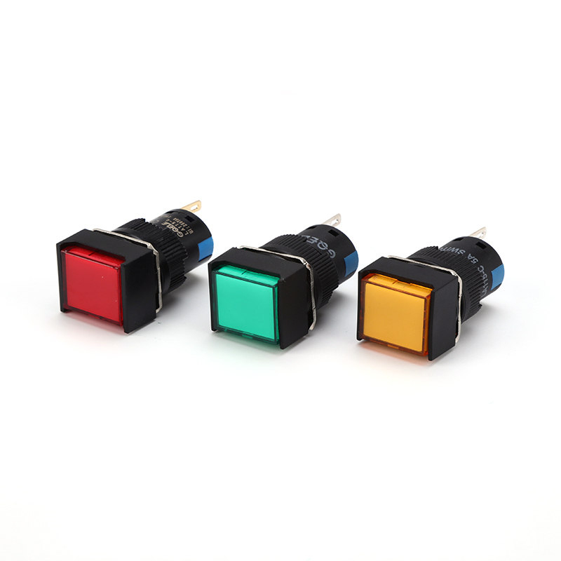 LA115-C-11F 16mm 1NO&1NC Latching Square Green Head Plastic Push Button Switch Without Illuminated And Welding Connection