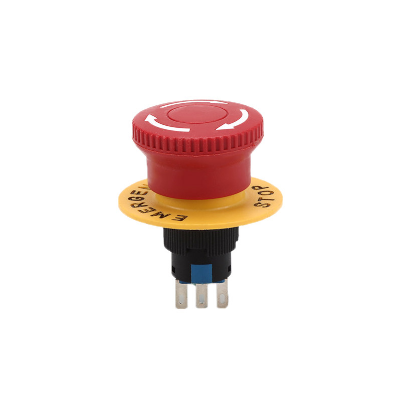 LA115-C2-11ZS Mini 16mm Waterproof Emergency Stop Push Button Rotating Reset With Warning Ring