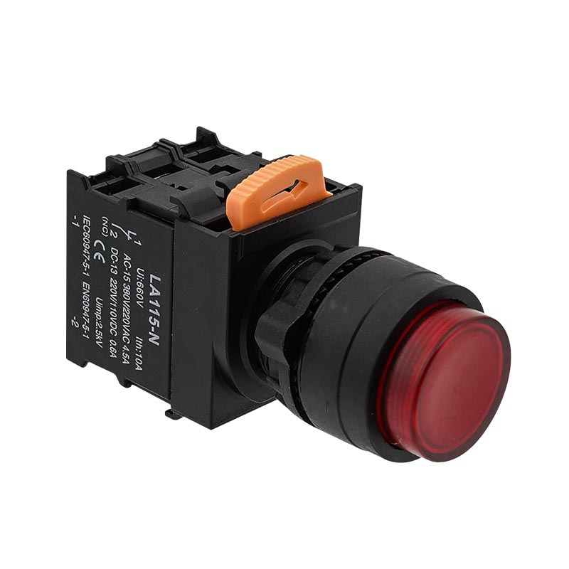 Купить кнопку LA115‑N‑11HD 22 мм с красной LED‑подсветкой 1NO 1NC