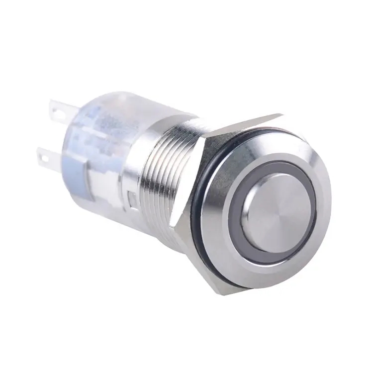 GL-19F11TER23-SJ Latching 19mm 1NO1NC Ring Red LED 24V Customized Metal Push Button