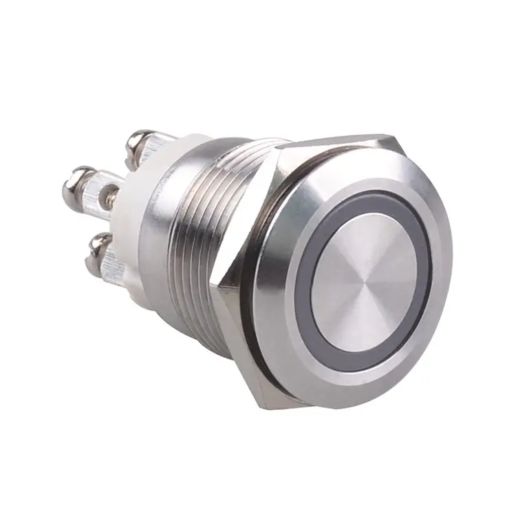 GL-19FA10ER23-S 19mm Flat Momentary Push Button Switch 1NO With Red Ring LED 24V