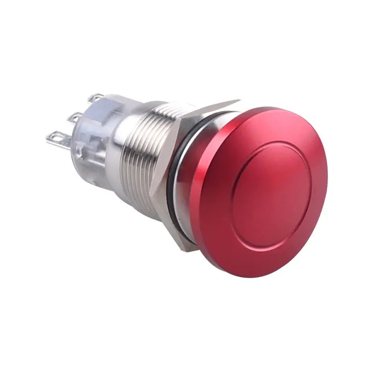 GL-19M11R- SJ Momentary Start Switch 19mm 1NO&1NC Red Color Mushroom Push Button Head Stainless Steel Metal