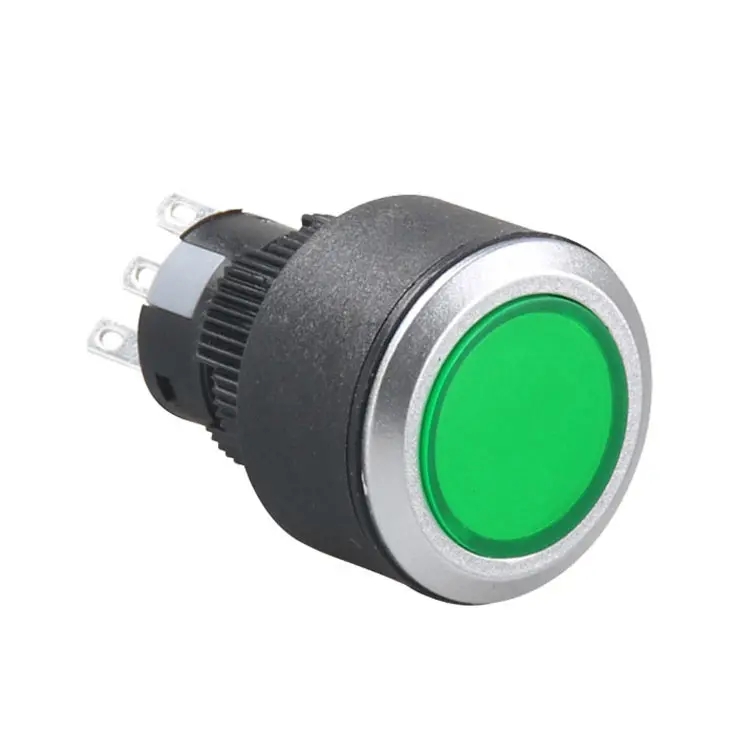 GL-22FE11G23-PJ Waterproof 22mm 24V Green Flat Head Push Button Power Switch
