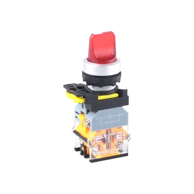 LA115-B2-11XD 1NO&1NC Maintained 2-Position Selector Switch Push Button With Short Handle And Red Light